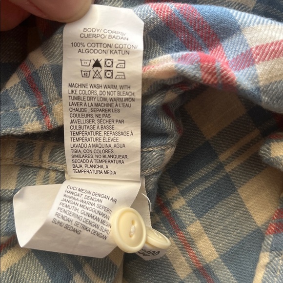 Lucky Brand Men's Blue White Western Sportswear Flannel Shirt 100% Cotton Size S - Picture 13 of 13